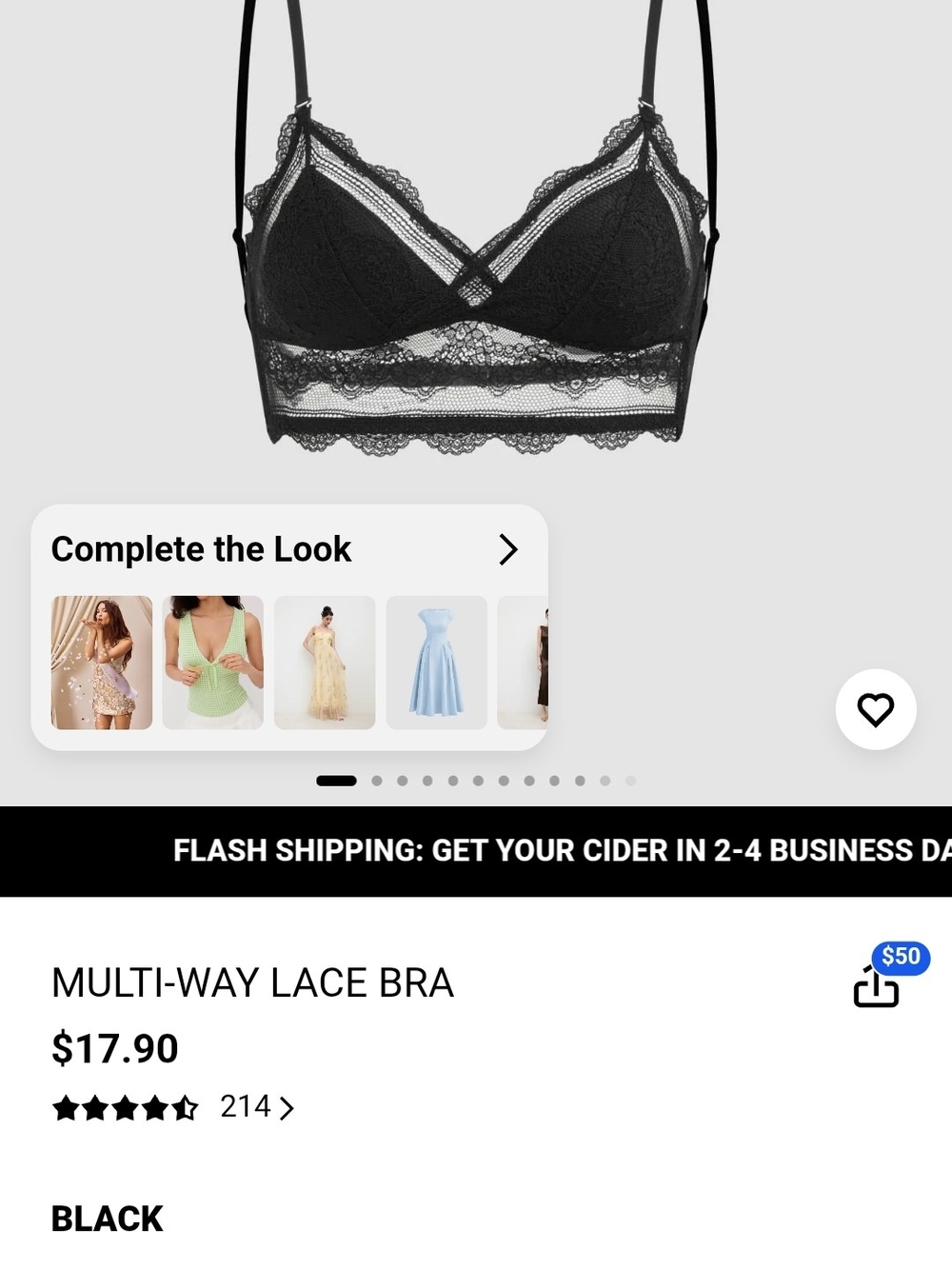 Cider Black Lace Bralette with Scalloped Hem